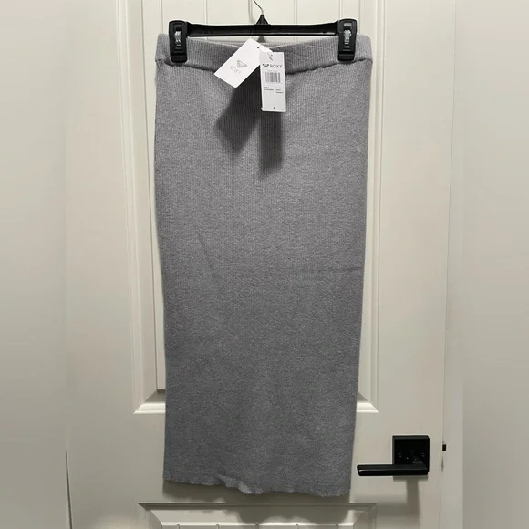 Roxy new with tags ribbed Solid Pencil Skirt size M grey - Picture 5 of 9